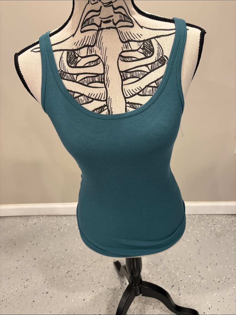NWOT Vince Ribbed Scoop Neck Tank Top In Teal